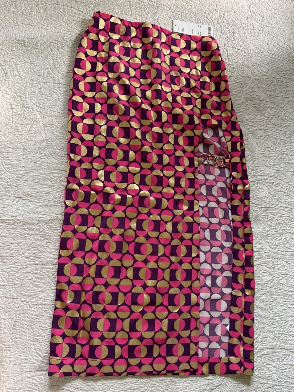 NWT Urban Outfitters Geometric Skirt in Pink and Gold w/ accents - size small